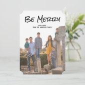 Zwart, eenvoudig script, compacte fotoplatte Kaart (Staand voorkant)