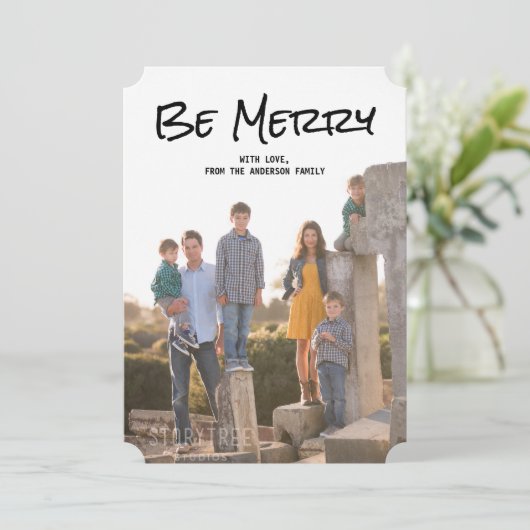 Zwart, eenvoudig script, compacte fotoplatte Kaart (Staand voorkant)