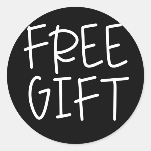 Zwart eenvoudig script gratis cadeau gratis sample ronde sticker (Voorkant)