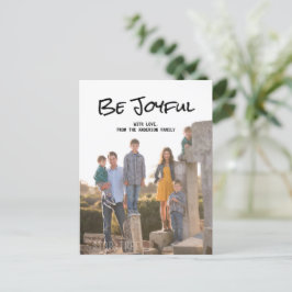 Zwart eenvoudig script Wees vrolijk foto Briefkaar Briefkaart