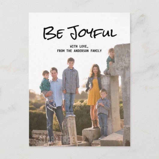 Zwart eenvoudig script Wees vrolijk foto Briefkaar Briefkaart (Voorkant)