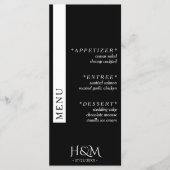 Zwart Eenvoudig Streep Diner Bruiloft Receptie Menu (Voorkant)