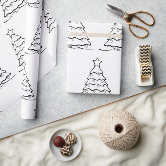 Zwart Eenvoudig Vrolijk Kerstfeest Cadeaupapier (Crafts)
