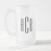 Zwart Eenvoudige Drie Brief Trouwmonogram Matglas Bierpul (Links)