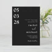 Zwart Eenvoudige elegante uitnodiging (Staand voorkant)