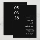 Zwart Eenvoudige elegante uitnodiging (Voorkant / Achterkant)