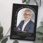 Zwart Eenvoudige Foto Arch Pensionering Party Kaart