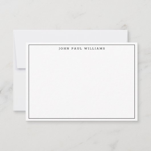 Zwart eenvoudige, moderne, formele dun grens notitiekaartje (Voorkant)