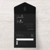 Zwart Eenvoudige Moderne Minimalistische Zilveren  All In One Uitnodiging (Binnenkant)