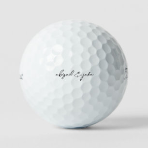 Zwart eenvoudige moderne Script Couple Names Golfballen
