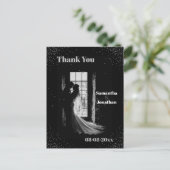 Zwart Eenvoudige Nacht Sky Bruiloft Dank u Briefkaart (Staand voorkant)