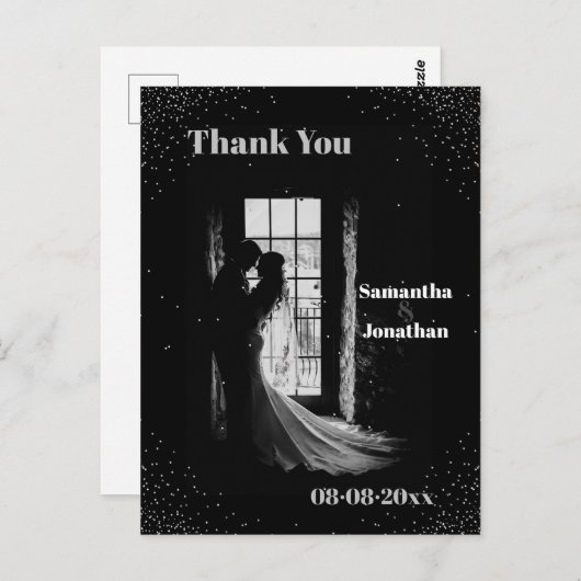 Zwart Eenvoudige Nacht Sky Bruiloft Dank u Briefkaart (Voorkant / Achterkant)