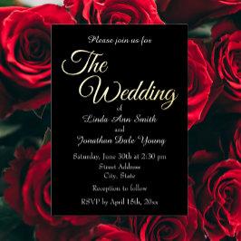 Zwart Eenvoudige Stijl Bruiloft Folie Uitnodiging