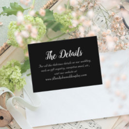 Zwart Eenvoudige Stijl Trouwdetails Informatiekaartje
