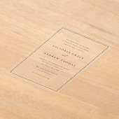 Zwart Eenvoudige Typografie Formele Bruiloft Acryl Uitnodigingen (Laagn)