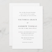 Zwart Eenvoudige Typografie Formele Bruiloft Kaart (Voorkant / Achterkant)