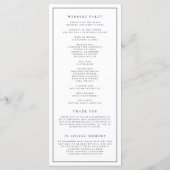 Zwart Eenvoudige Typografie Formele Bruiloft Programmakaart (Achterkant)