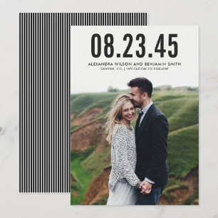 Zwart Eenvoudige Typografie Save the Date Aankondi Kaart