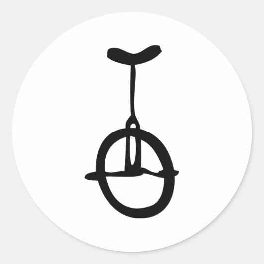 zwart eenwielpictogram ronde sticker (Voorkant)