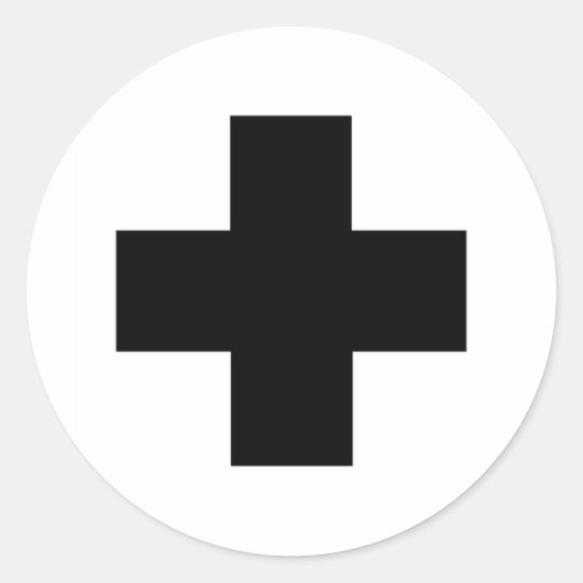 Zwart Eerste hulp kruis Ronde Sticker (Voorkant)