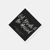 Zwart Eet Drink & Be Getrouwd Hand Lettered Weddin Servet (Hoek)