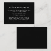 Zwart Effen Kleur Bruiloft Accommodaties Informatiekaartje (Voorkant / Achterkant)