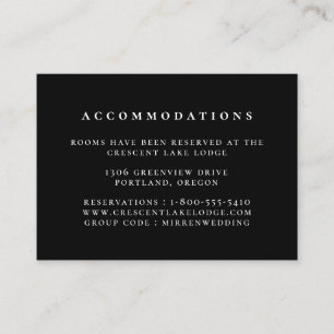 Zwart Effen Kleur Bruiloft Accommodaties Informatiekaartje