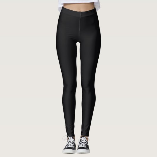Zwart effen kleur leggings (Voorkant)