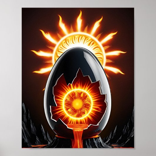 Zwart ei met zon poster (Voorkant)