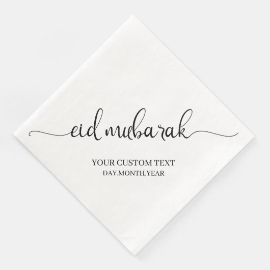 Zwart Eid Mubarak Calligrafie Aangepast Servet (Hoek)