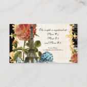 Zwart  Eiffeltoren Roos Gift Registry Kaart (Achterkant)