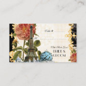 Zwart Eiffeltoren Roos Zitplaats Kaart Plaatskaartje (Achterkant)