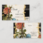 Zwart Eiffeltoren Roos Zitplaats Kaart Plaatskaartje (Voorkant / Achterkant)