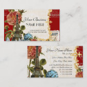 Zwart  Eiffeltower Roos elegant Visitekaartje (Voorkant / Achterkant)