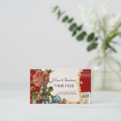 Zwart  Eiffeltower Roos elegant Visitekaartje (Staand voorkant)