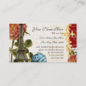 Zwart  Eiffeltower Roos elegant Visitekaartje (Achterkant)