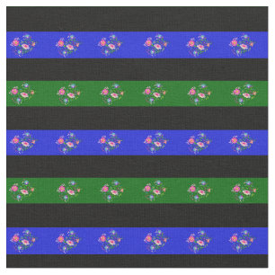 Zwart, eilandgroen, koninklijke blauwe bloem stof