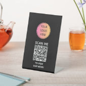 Zwart Elegance QR Menu Sign Reclamebord Met Voetstuk (Insitu)