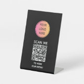 Zwart Elegance QR Menu Sign Reclamebord Met Voetstuk (Voorkant)
