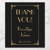 Zwart Elegant Art Deco Wijnfles Label Wijn Etiket (Enkel label)