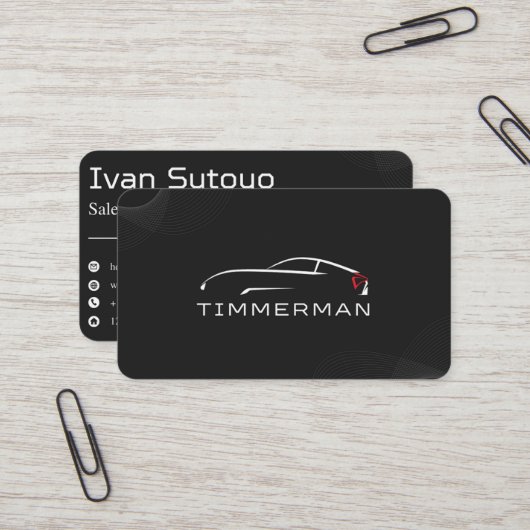 Zwart Elegant Auto Verkoop Visitekaartje (Voorkant / Achterkant in situ)