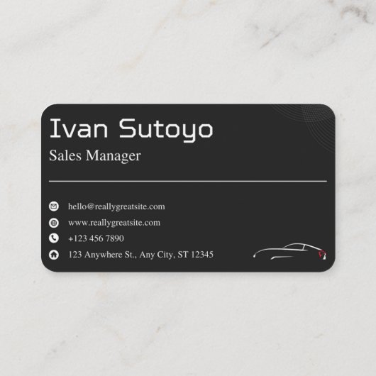 Zwart Elegant Auto Verkoop Visitekaartje (Achterkant)