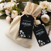 Zwart Elegant Blauw Waterverf Bloemen Vrijgezellen Cadeaulabel