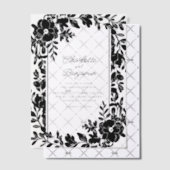 Zwart Elegant Bloemen Border Lijst Wedding Vellum Uitnodigingen (Offset (Uitnodiging))