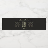 Zwart Elegant Bloemen Volwassen Verjaardag Waterfles Etiket (Enkel label)