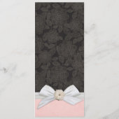 Zwart Elegant Bloemenlint Damast Bruiloft Menu (Achterkant)