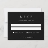 Zwart Elegant Boho Huwelijk Modern RSVP Kaartje (Voorkant)