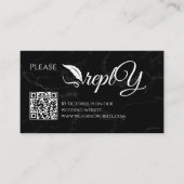 Zwart Elegant Bruiloft RSVP | Minimalist QR-code Informatiekaartje (Voorkant)