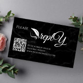 Zwart Elegant Bruiloft RSVP | Minimalist QR-code Informatiekaartje