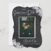 Zwart Elegant Bruiloft Save The Date (Achterkant)